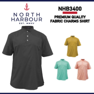 north harbour cotton polyester mandarin collar shirt nhb3400