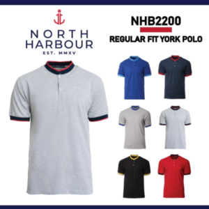 north harbour unisex signature york polo shirt men women mandarin collar polo shirt nhb2200