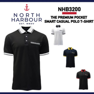 north harbour unisex premium smart casual pocket mojo polo nhb3200