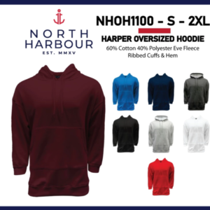 north harbour harper oversized hoodies 230gsm unisex adult hoodie nhoh1100