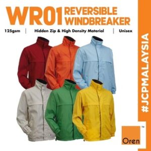 oren sport wr01 full zip reversible windbreaker polyester jacket unisex 125gsm windproof hidden zip