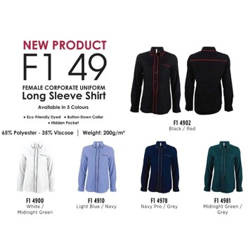 oren sport f149 female cutting f1 corporate uniform polyester premium quality collar long sleeve uniform oren sport f149 female cutting f1 corporate uniform polyester premium quality collar long sleeve uniform