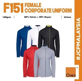 f151 oren sport female f1 corporate uniform best quality selling long sleeve premium quality collar baju korporat
