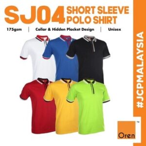 sj04 oren sport premium tc hidden placket polo unisex 175gsm polyester cotton single jersey polo tee