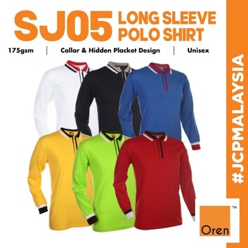 sj05 oren sport premium tc long sleeve hidden placket polo unisex 175gsm polyester cotton jersey polo tee sj05 oren sport premium tc long sleeve hidden placket polo unisex 175gsm polyester cotton jersey polo tee