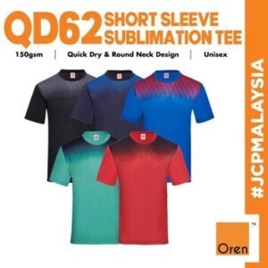 qd62 oren sport unisex dry fit polyester interlock t shirt baju lelaki