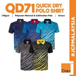 qd71 oren sport polyester interlock polo unisex 150gsm eco dye quick dry cool fit sublimation premium polo