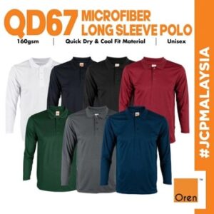 qd67 oren sport premium quick dry long sleeve polo unisex side seamed microfiber polo long sleeve t shirt