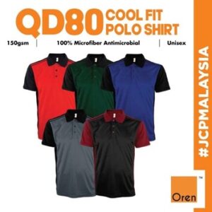 qd80 oren sport jersi microfiber quick dry mini eyelet polo shirt unisex polyester baju jersi cool fit baju polo