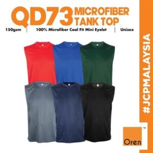 qd73 oren sport jersi microfiber quick dry mini eyelet tank top unisex baju jersi cool fit baju jersey sleeveless