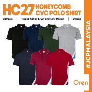 oren sport hc27 honeycomb premium polo shirt plain polo unisex baju polo lelaki tshirt polo tee baju berkolar