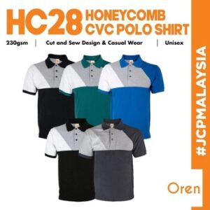 oren sport hc28honeycomb smart casual polo t shirt unisex adult 230gsm cotton polyester men polo tee baju polo
