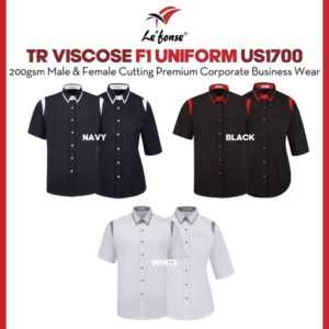lefonse tr viscose corporate f1 uniform unisex male & female cutting 200gsm premium corporate wear us17 us17f