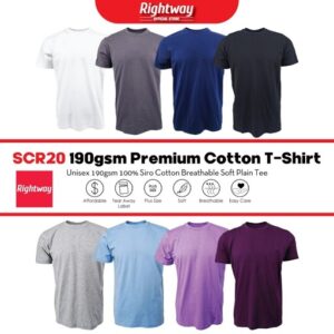 rightway scr20 premium siro cotton 190gsm t shirt
