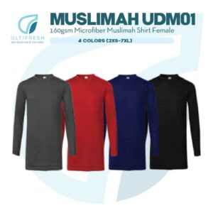 ultifresh anti bacterial long sleeve microfiber muslimah plain t shirt udm01
