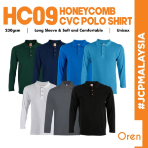 oren sport hc09 unisex cvc honeycomb long sleeve polo t shirt