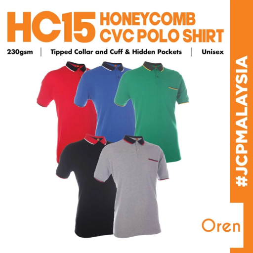 oren sport hc15 unisex cvc honeycomb tipped collar & cuff polo t shirt oren sport hc15 unisex cvc honeycomb tipped collar & cuff polo t shirt